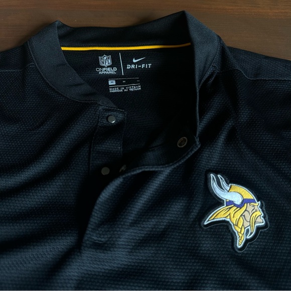 Nike Dri-Fit Minnesota Vikings Official NFL On-Field Black Henley - Picture 3 of 8